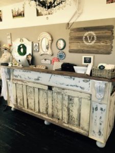 reclaimed wood sales counter