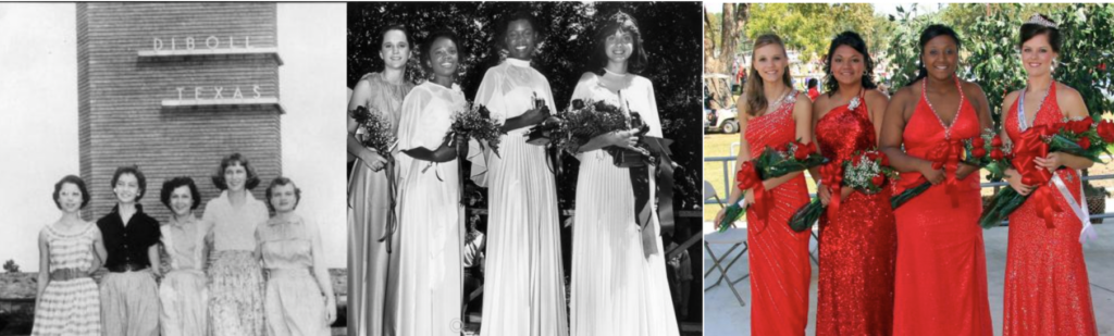 Young ladies of Diboll participating in Diboll Days over the years.